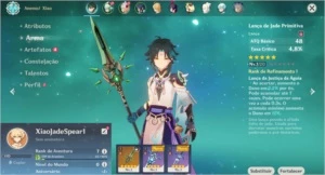 Conta Genshin Impact AR 7 com Xiao e Jade Spear