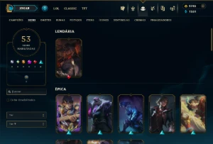 Platina 4 com 45 Champs e 53 Skins +2750 RP - League of Legends LOL