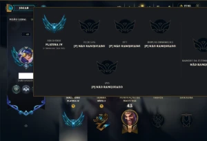 Platina 4 com 45 Champs e 53 Skins +2750 RP - League of Legends LOL