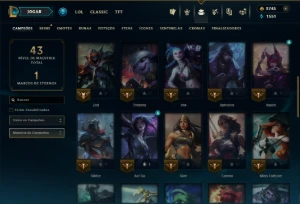 Platina 4 com 45 Champs e 53 Skins +2750 RP - League of Legends LOL