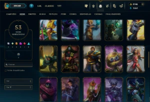 Platina 4 com 45 Champs e 53 Skins +2750 RP - League of Legends LOL