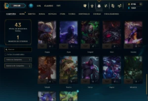 Platina 4 com 45 Champs e 53 Skins +2750 RP - League of Legends LOL