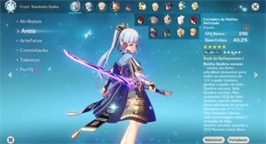 AR 42 Com Ayaka, Mistsplitter, Ayato, Kazuha e + - Genshin Impact
