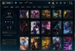 Conta Platina 1 com 88 Champs e 97 Skins + 1 Prestigio - League of Legends LOL