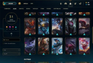 Conta prata 4 com 70 Champs e 31 Skins ( MAIN SUP ) - League of Legends LOL