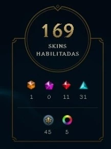 Conta platina 3, 169 skins - League of Legends LOL