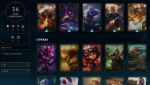 Conta LoL Platina 4, 36 skins e 69 champs - League of Legends