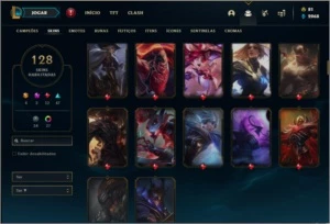 Conta platina 3 com 800k de riven, 105 champs e 128 skins - League of Legends LOL