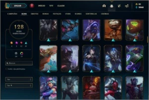 Conta platina 3 com 800k de riven, 105 champs e 128 skins - League of Legends LOL