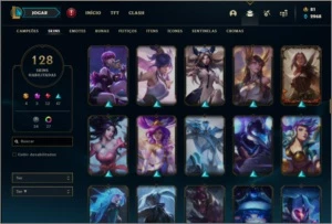 Conta platina 3 com 800k de riven, 105 champs e 128 skins - League of Legends LOL