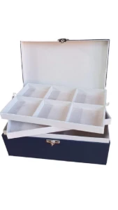 Maleta Azul-Marinho para Joias de 4 Andares - Artesanato e Personalizados