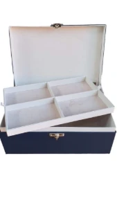 Maleta Azul-Marinho para Joias de 4 Andares - Artesanato e Personalizados