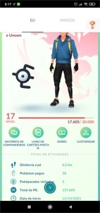 Conta Pokémon go lvl 17 - unown E - D205