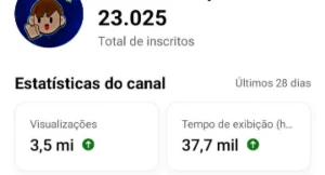 Canal Youtube Com 24000 Inscritos E 6 Milhões De Views - Redes Sociais