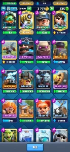 68 Emote, Arena 22, 59 ilustrações, todas as cartas. - Clash Royale