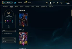 Conta Diamante 3 Flex com 120 Champs e 50 Skins - League of Legends LOL