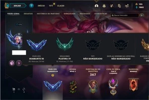 Conta Diamante 3 Flex com 120 Champs e 50 Skins - League of Legends LOL