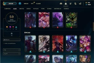 Conta Diamante 3 Flex com 120 Champs e 50 Skins - League of Legends LOL