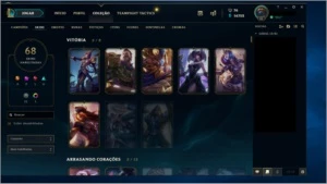 Conta League of legends, platina 1, 68 skins, todos os Champ LOL