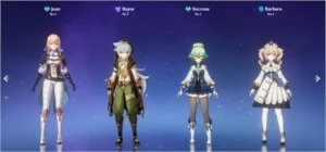 Jean + Razor + Sucrose + Barbara AR7 - Genshin Impact