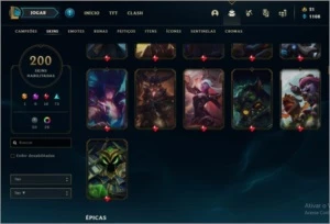ACC LOL/ PLAT 3/ 200 SKINS(9 MÍTICAS)/10 GEMAS/ALL CHAMPS - League of Legends