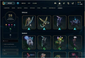 ACC LOL/ PLAT 3/ 200 SKINS(9 MÍTICAS)/10 GEMAS/ALL CHAMPS - League of Legends