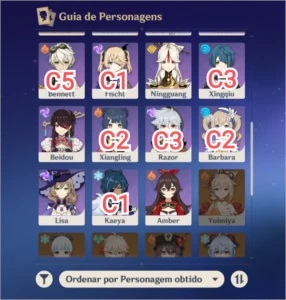 Genshin Impact - conta com 6 personagens 5 estrelas - AR 54