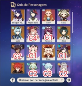 Genshin Impact - conta com 6 personagens 5 estrelas - AR 54