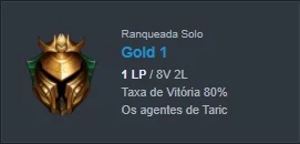 Conta GOLD1 WIN RATE BRUTO SMURF MMR PLAT - League of Legends LOL