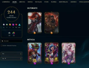 Conta de LOL com 244 skins, com email original. Esmeralda 4. - League of Legends