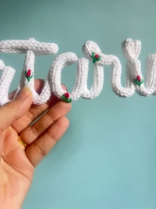 Porta Maternidade Nome com Bordado personalizado em tricotin - Artesanato e Personalizados