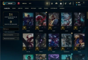 Prata 4 com 75 Champs e 24 Skins + Kaye Juiza e Rammus Rei - League of Legends LOL