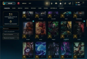 Prata 4 com 75 Champs e 24 Skins + Kaye Juiza e Rammus Rei - League of Legends LOL