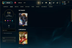 Prata 4 com 75 Champs e 24 Skins + Kaye Juiza e Rammus Rei - League of Legends LOL