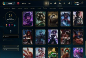 Prata 4 com 75 Champs e 24 Skins + Kaye Juiza e Rammus Rei - League of Legends LOL