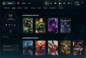 Prata 4 com 75 Champs e 24 Skins + Kaye Juiza e Rammus Rei - League of Legends LOL