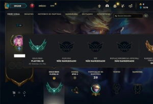 Conta Platina 3 com 35 Champs e 5 Skins + 20 Fragmentos - League of Legends LOL