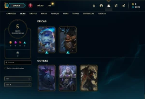 Conta Platina 3 com 35 Champs e 5 Skins + 20 Fragmentos - League of Legends LOL
