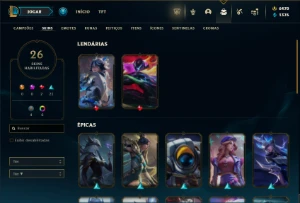 Ferro 3 com 45 Champs e 26 Skins + ( 6500 RP ) ( 100 Jogos ) - League of Legends LOL