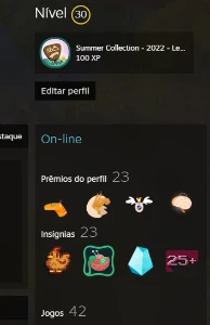Conta Steam lvl 30