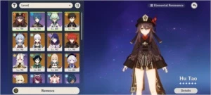 Ar57 hutao + homa, ayaka + cortadora, ganyu + harpa, baal + - Genshin Impact