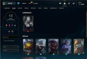 Conta MESTRE com 43 Champs e 13 Skins + 4 Fragmentos - League of Legends LOL