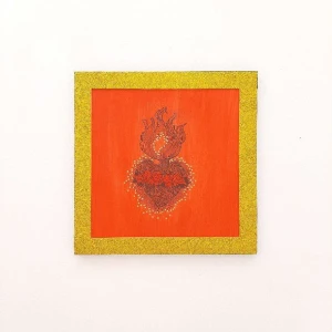 Quadro "Coração Flamejante" - Artesanato e Personalizados