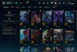 Mestre com 25 Champs e 9 Fragmentos de skins - League of Legends LOL
