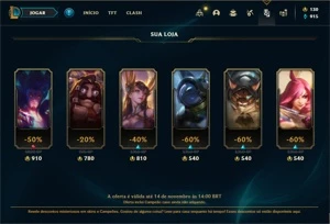 Conta Unranked com 40 Champs e 21 Skins + 2 Fragmentos - League of Legends LOL