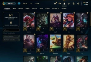 Conta Unranked com 40 Champs e 21 Skins + 2 Fragmentos - League of Legends LOL