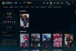 Ouro 3 com 130 Champs e 122 Skins ( MID / JG / TOP ) - League of Legends LOL