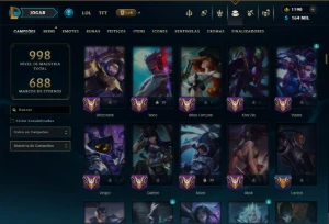 Diamante 1 com TODOS os Champs e 234 Skins ( MID / JG / ADC) - League of Legends LOL