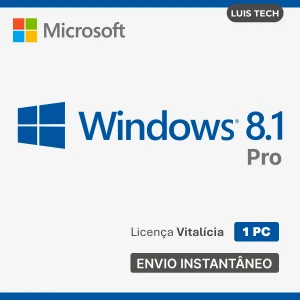 Windows 8.1 Pro Chave Licença Original e Vitalícia - Softwares e Licenças