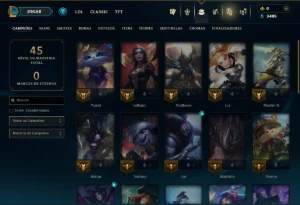 Unranked com 35 Champs e 42 Skins - League of Legends LOL